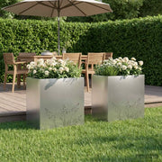 Vaso da giardino 2 pz Argento 50 x 30 x 49 cm Acciaio Inox 8005815