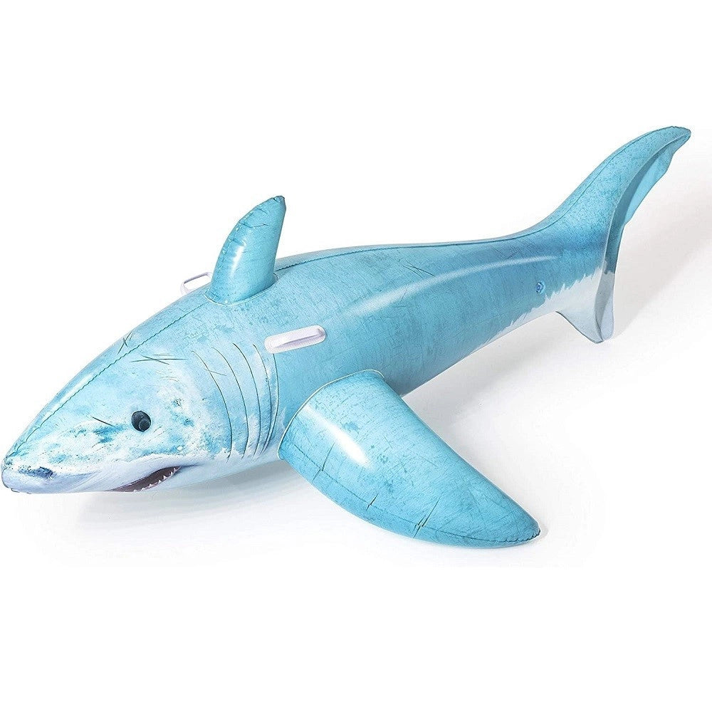 Trade Shop - Cavalcabile Gonfiabile A Forma Di Squalo 3d Con Maniglie 183x102cm Piscina 41405 -
