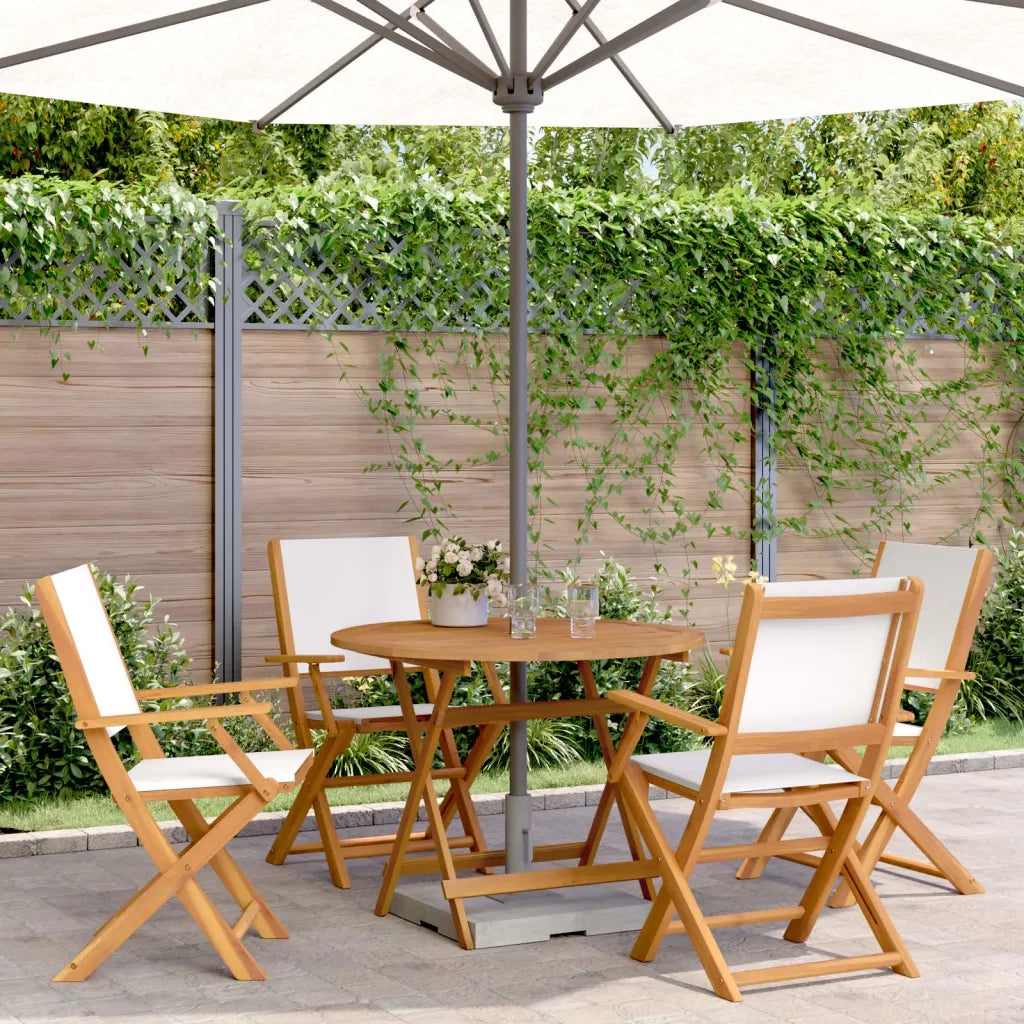 Set Pranzo da Giardino 5pz Crema in Tessuto e Legno Massello 3281820