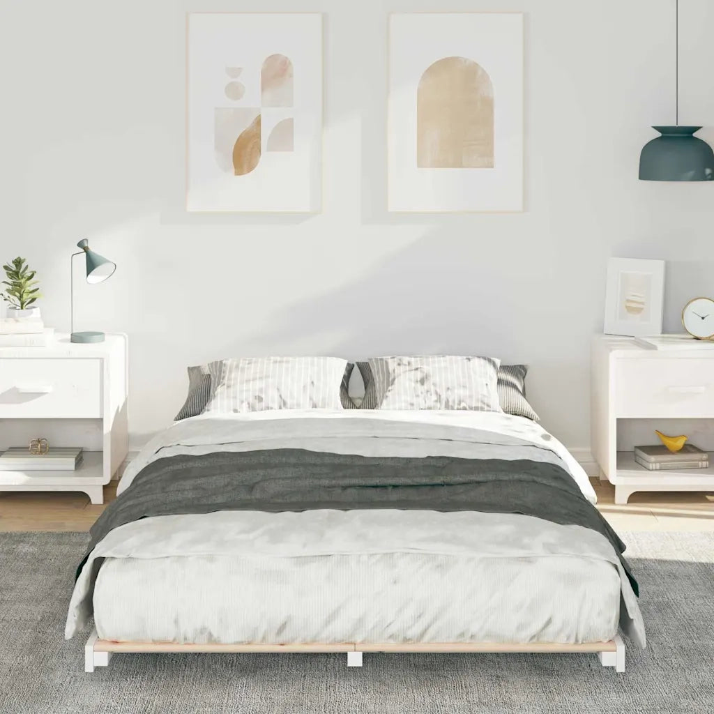 Struttura del letto Bianco 120 x 190 cm Pino massello 873083