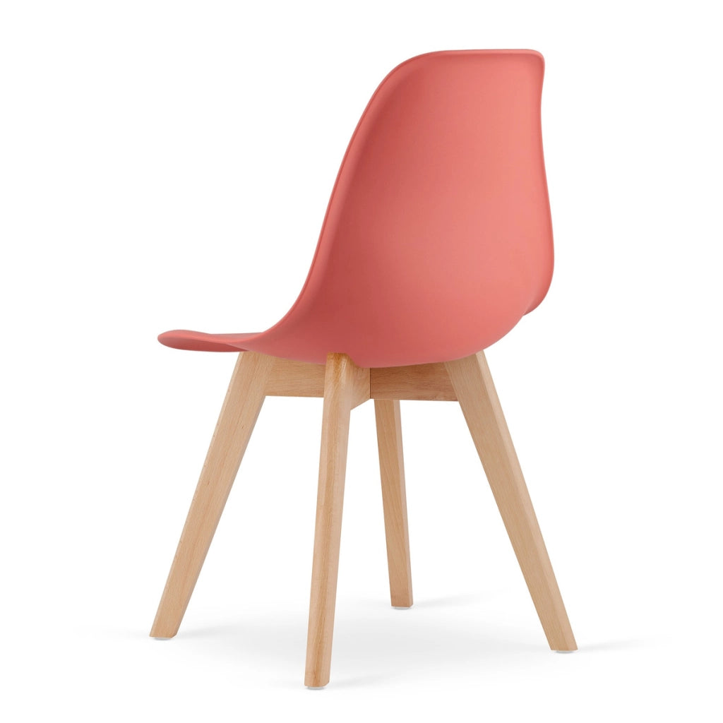 Sedia KITO in polipropilene color cinabro con gambe in faggio