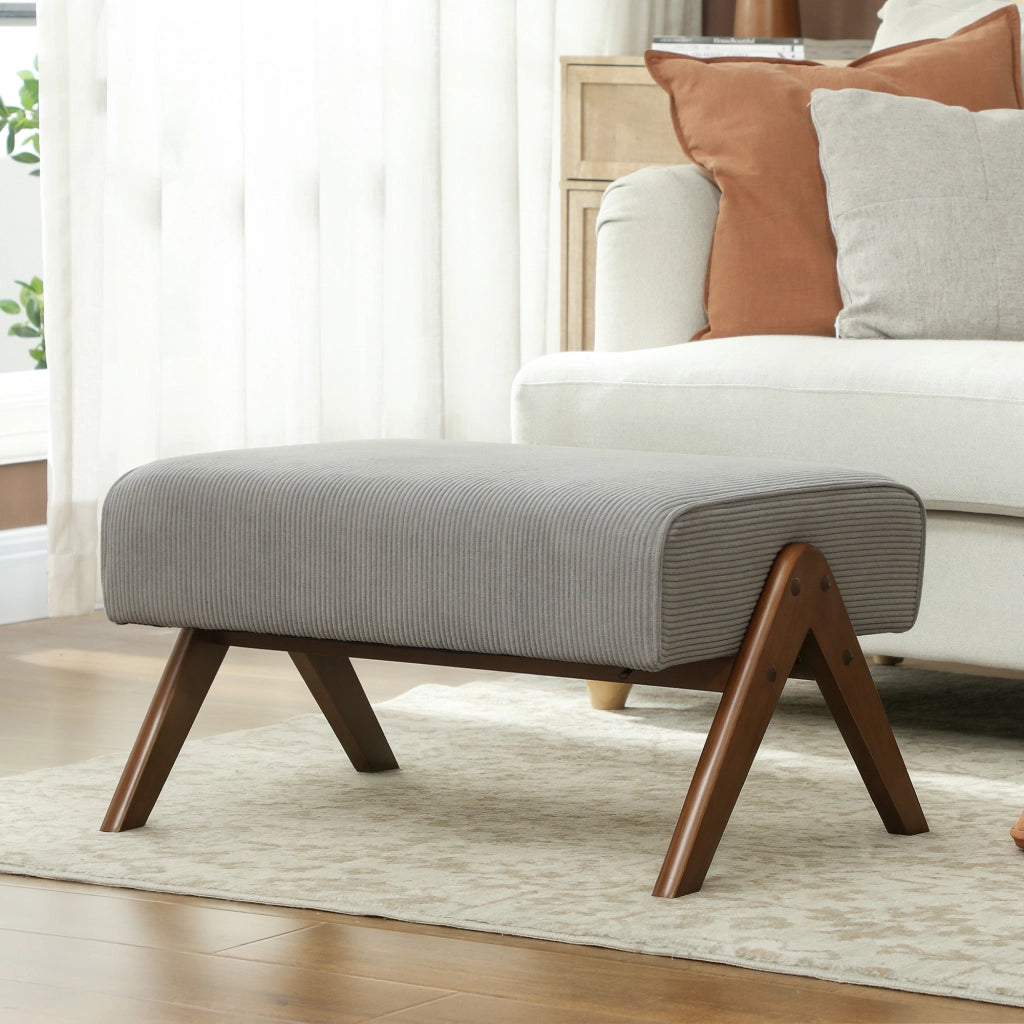 Tavolino Basso con Seduta Imbottita ¨C Minimal ¨C Grigio Legno 69x47x36 cm