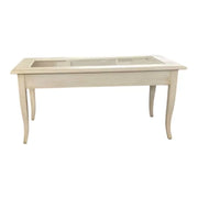 Tavolino bacheca shabby legno bianco anticato 100x50x47 - Mobili 2G