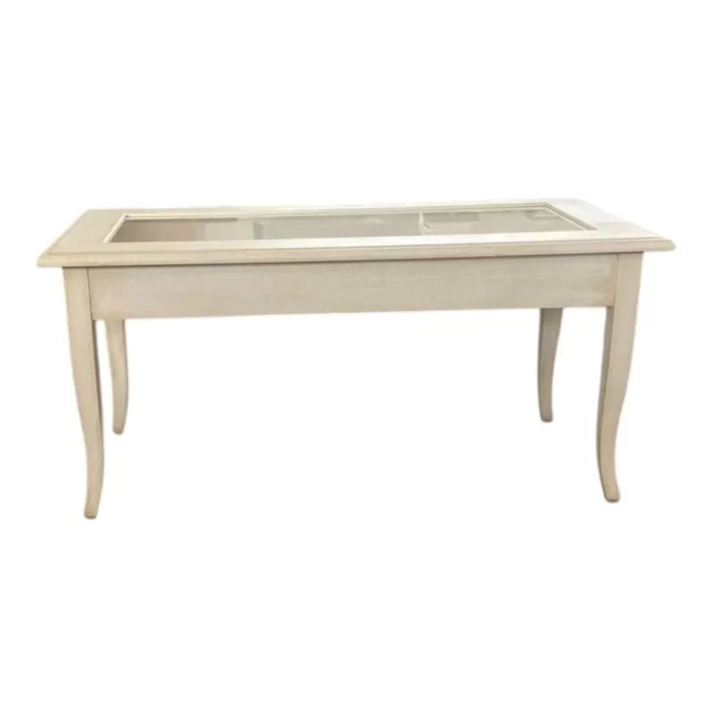 Tavolino bacheca shabby legno bianco anticato 100x50x47 - Mobili 2G