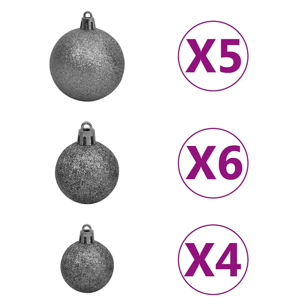Albero di Natale Preilluminato con Palline Verde 150 cm PVC