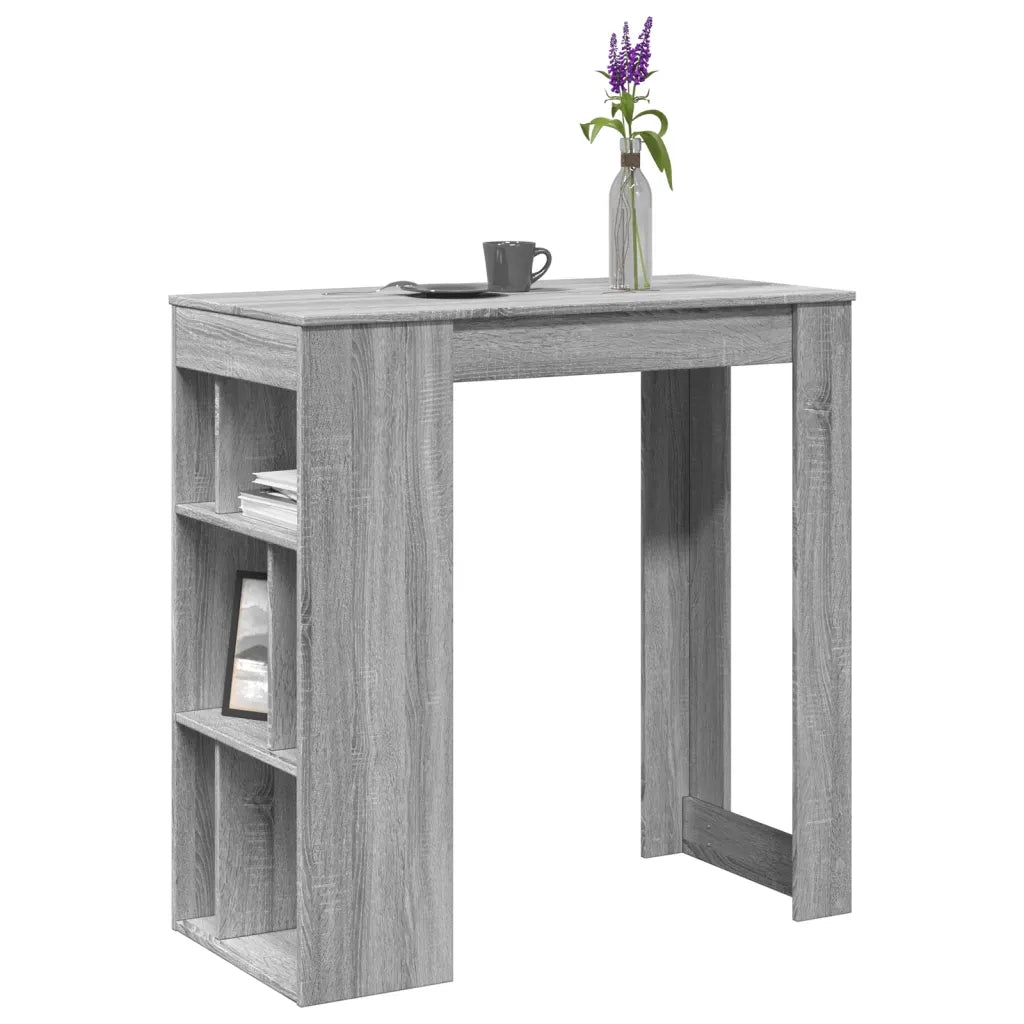 vidaXL Tavolo Bar con Rastrelliera Grigio 102x50x103,5 cm Multistrato