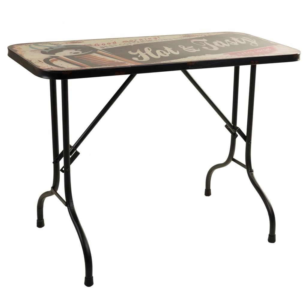 Tavolo rettangolare in metallo nero 100x47x75h