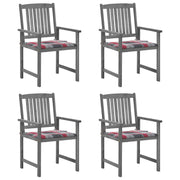Sedie da Giardino con Cuscini 4 pz in Massello di Acacia Grigio cod mxl 17273