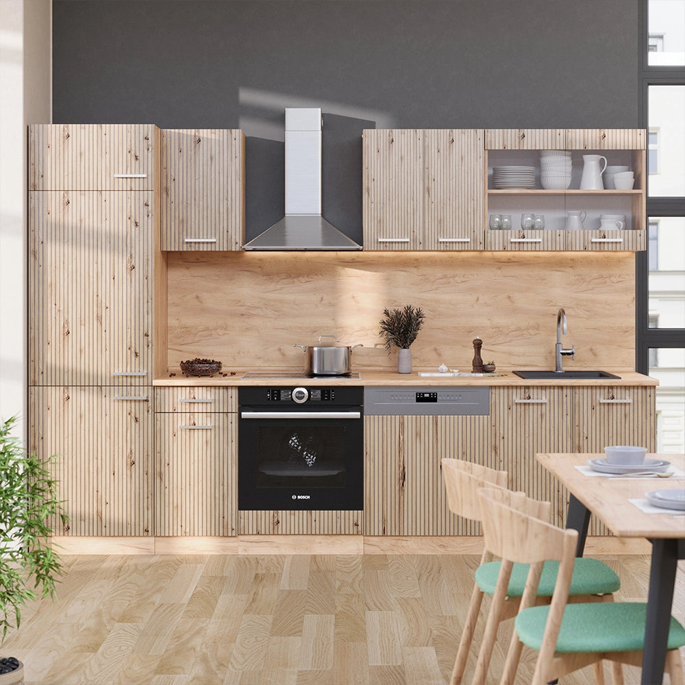Vicco Cucina componibile Rovere artigianale/rovere Goldkraft 300 cm , PL Antracite