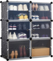 Sistema di riposo per scarpe pieghevole in plastica con 6 strati, organizzatore di scarpe modulare per risparmio di spazio (nero)