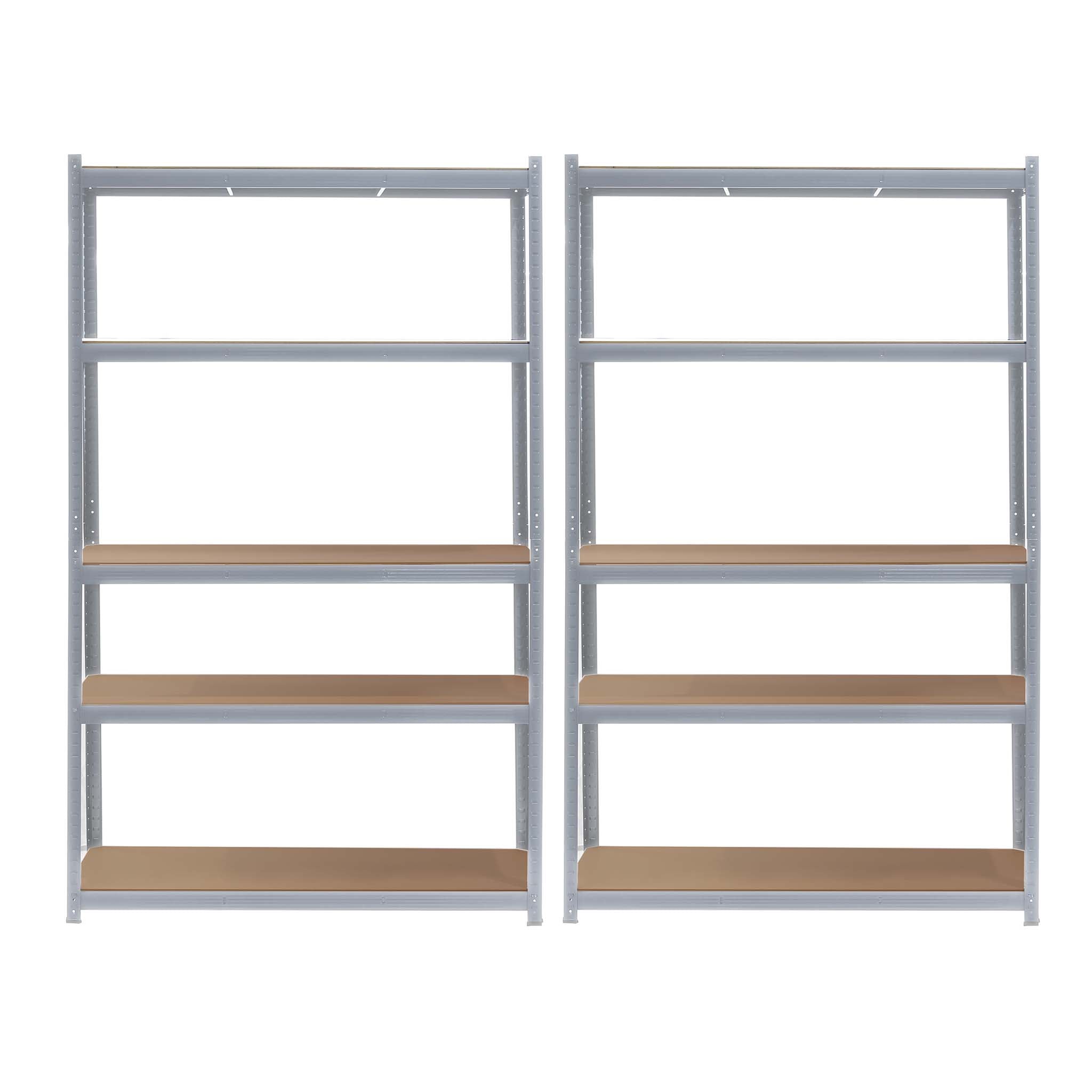 Set 2x Scaffali zincati a incastro per carichi pesanti 120x50x200cm 5 ripiani 175kg/piano
