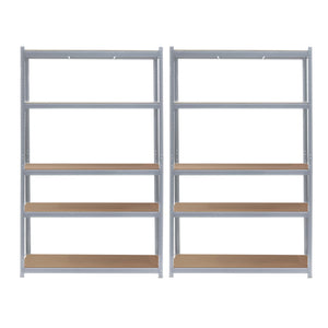 Set 2x Scaffali zincati a incastro per carichi pesanti 120x50x200cm 5 ripiani 175kg/piano