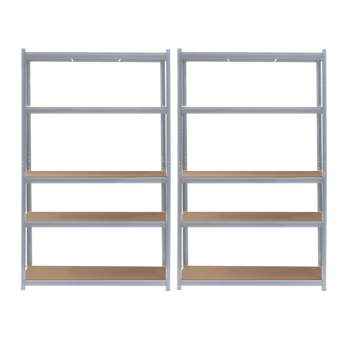 Set 2x Scaffali zincati a incastro per carichi pesanti 120x50x200cm 5 ripiani 175kg/piano