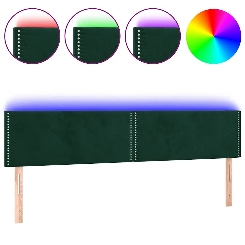 Testiera a LED Verde Scuro 180x5x78/88 cm in Velluto