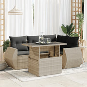 Set Divano da Giardino 5pz con Cuscini Grigio Chiaro Polyrattan 3326633