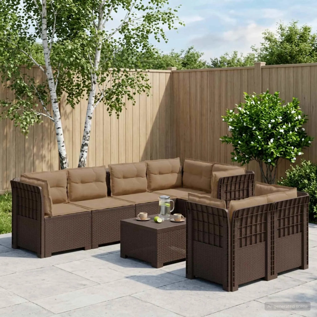 Divano 7 Posti da Giardino con Cuscini Aspetto Rattan PP 3444164