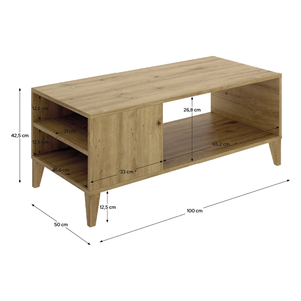 Fairbury, Tavolino da Salotto Cassetti, 50x100x43h cm Marrone Rovere Nodi