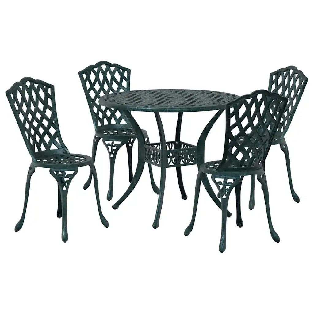 Set da Pranzo per Giardino 5 pcs Verde Alluminio