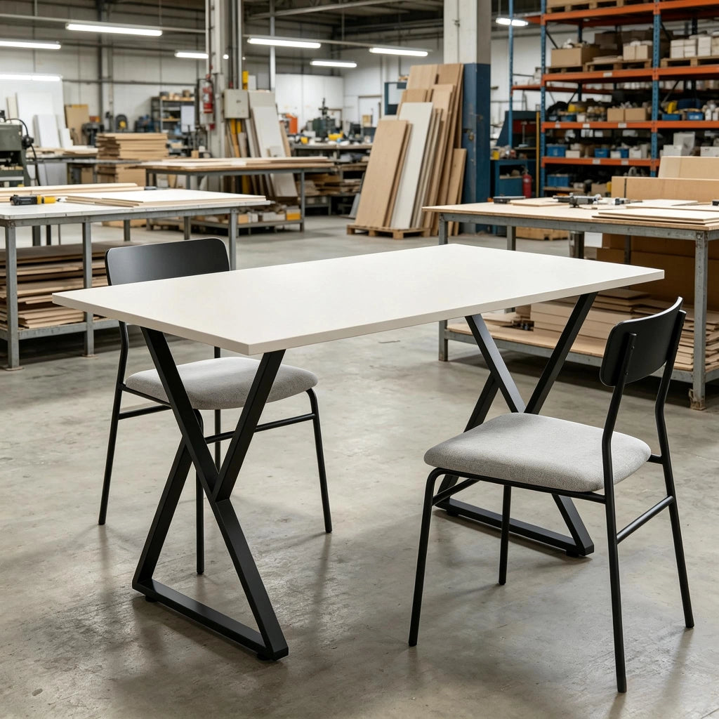 GAMBE TAVOLO X 60 x 72 cm Acciaio Nero Set da 2 pezzi