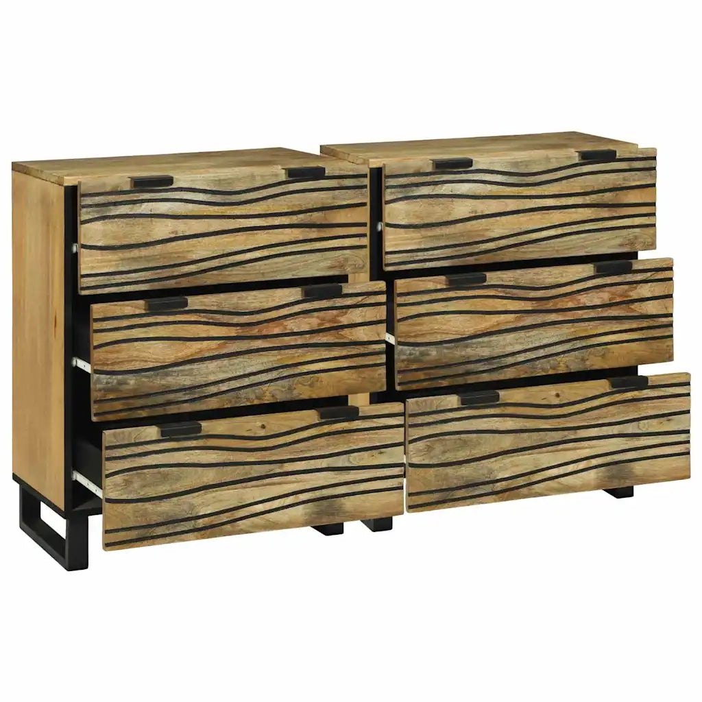 Set di Credenze con cassetto 2 pcs Naturale 60 x 33,5 x 75 cm