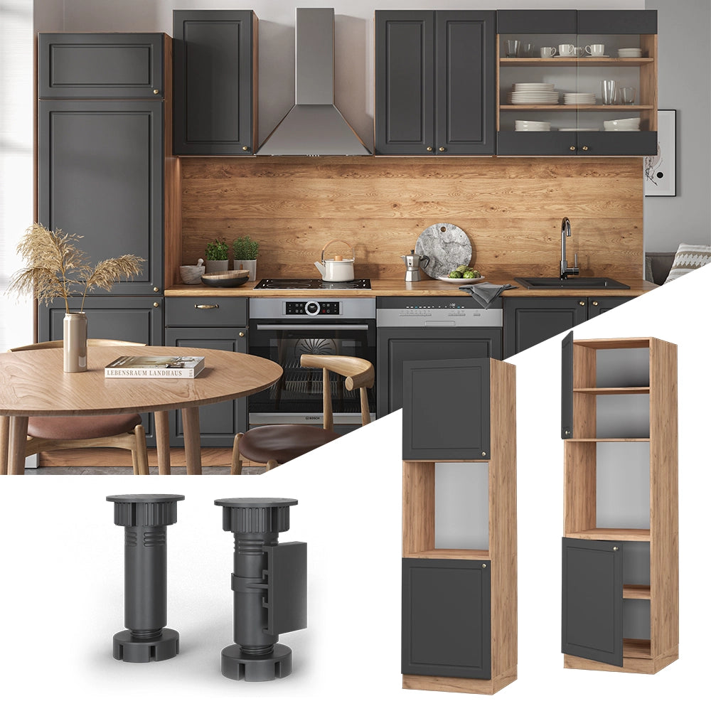 Vicco Mobile per forno da incasso Antracite-oro 60 cm aperto