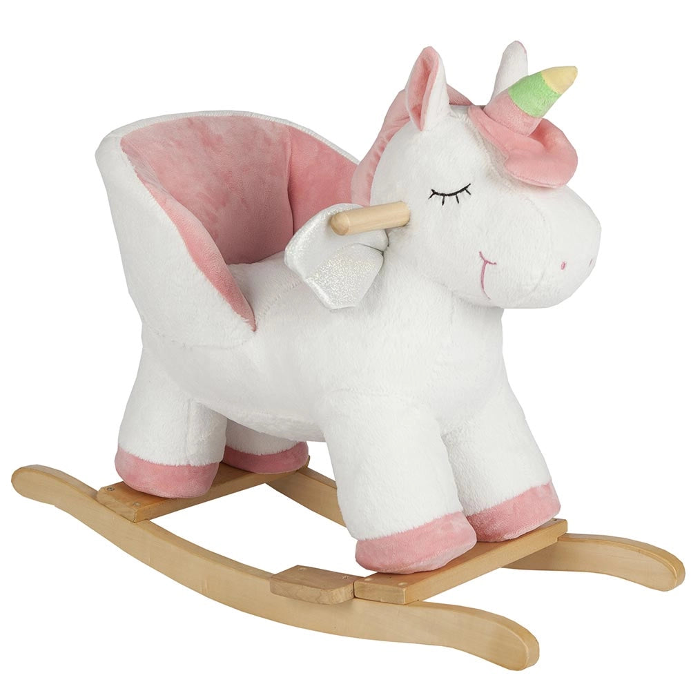 Unicorno a Dondolo Cavalcabile Peluche Cavallo Giocattolo Bambini con Suoni