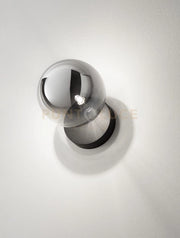PALLINA APPLIQUE 1 LUCE ATTACCO G9 NERO CON SFERA FUME' D.14CM
