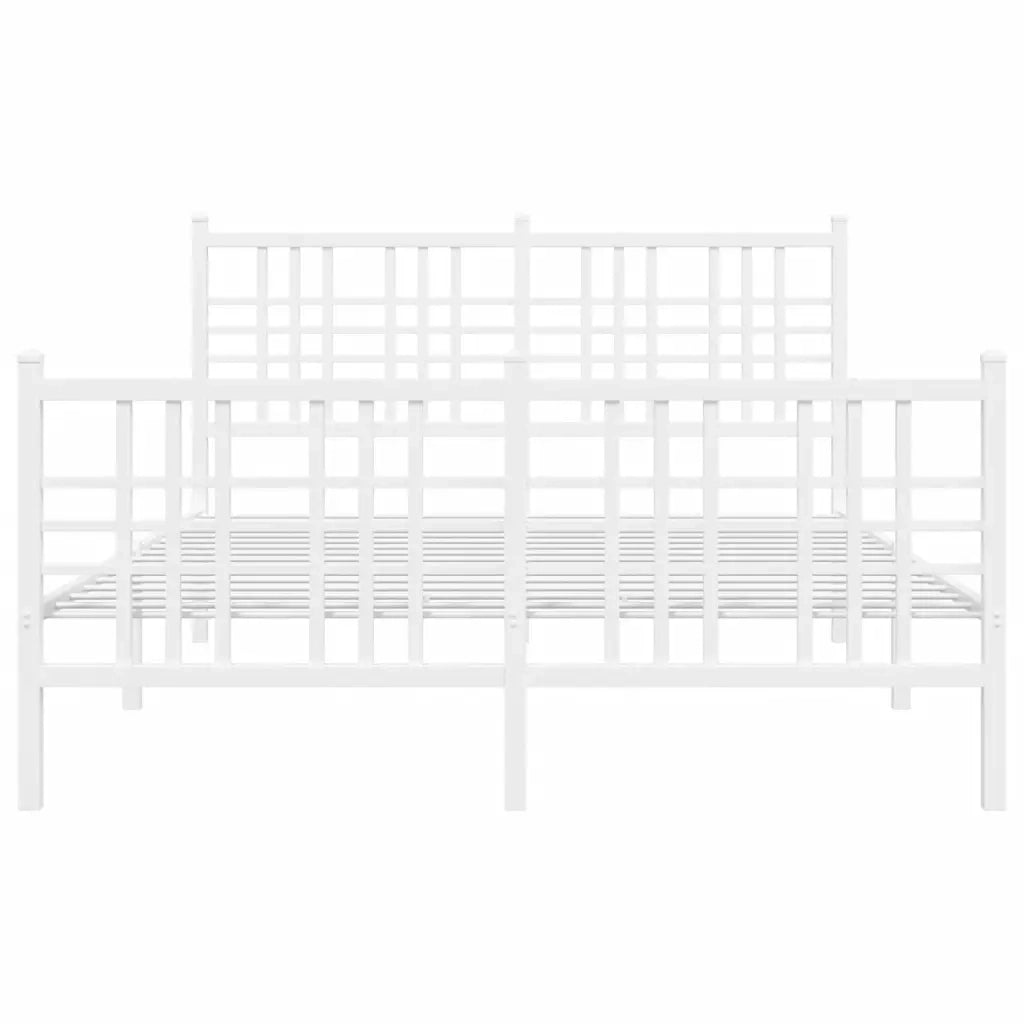 Giroletto con Testiera e Pediera Metallo Bianco 140x200 cm 376392