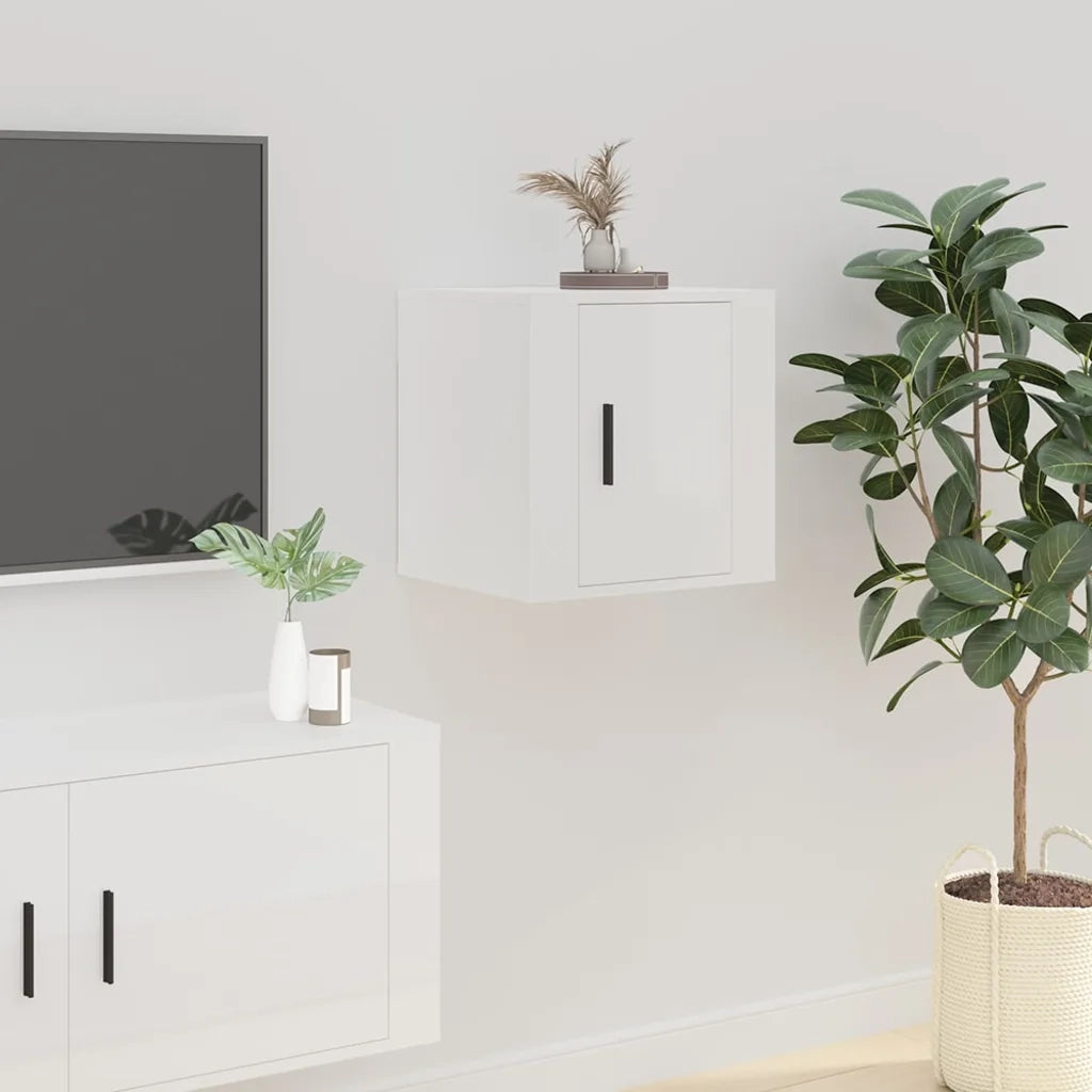 Mobili Porta TV a Parete 2 pz Bianco Lucido 40x34,5x40 cm