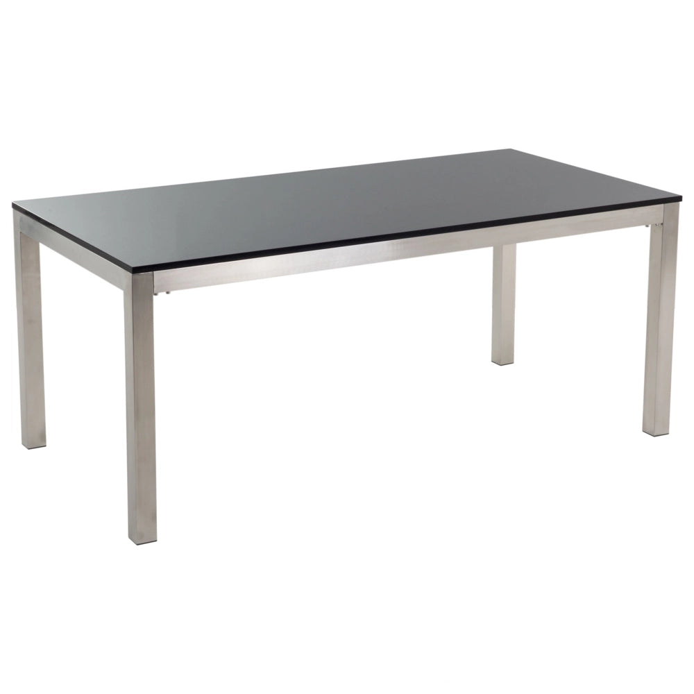 Set da pranzo da giardino beige con piano in granito Nero 6 posti 180 x 90 cm