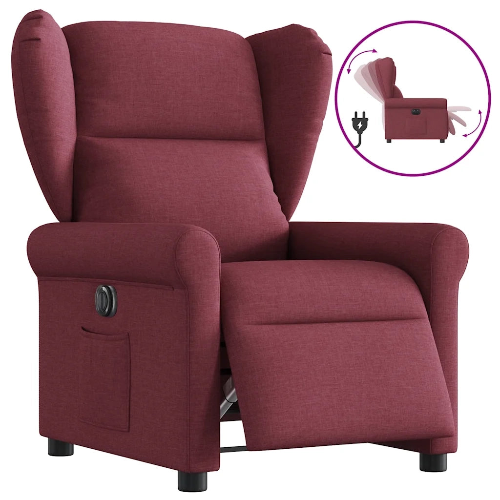 vidaXL Poltrona Elettrica Reclinabile Rosso Vino in Tessuto