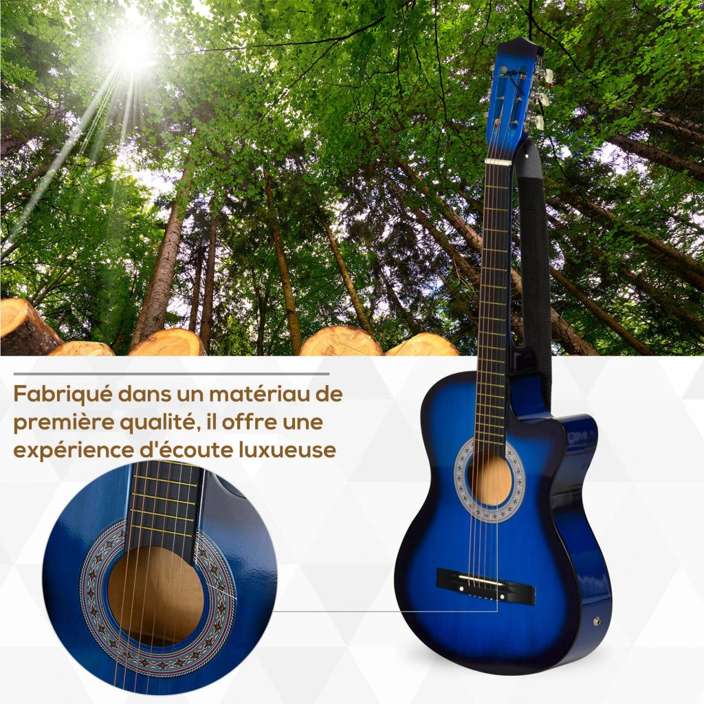Kit chitarra elettrica con custodia, tracolla, corde, plettri e cavo ¨C zephmum ¨C 96.5x35.8x8.5cm, blu e nero