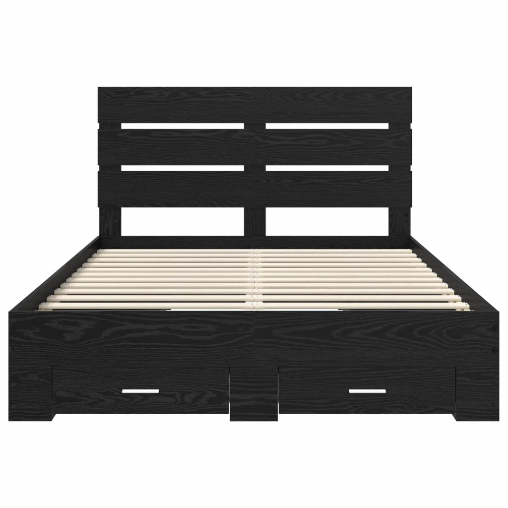 Struttura del letto Rovere Nero 160 x 200 cm Legno multistrato
