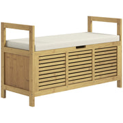 Panca Scarpiera a Doghe da Ingresso con Design a Ribalta 100x40x60 cm in Legno di Bambù