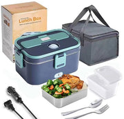 60W lunchbox elettrica per adulti, 3-in-1 alimentatore riscaldante portatile, contenitore 1,8L grande, termica con posate e borsa isolante per pranzo, alimentatore elettrico per cibo, per auto, ufficio, casa, campeggio