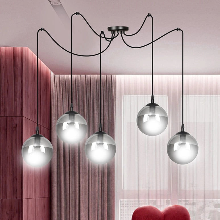 Lampadario Emibig GIGI 5, 5xE14 nero grafite dimmer