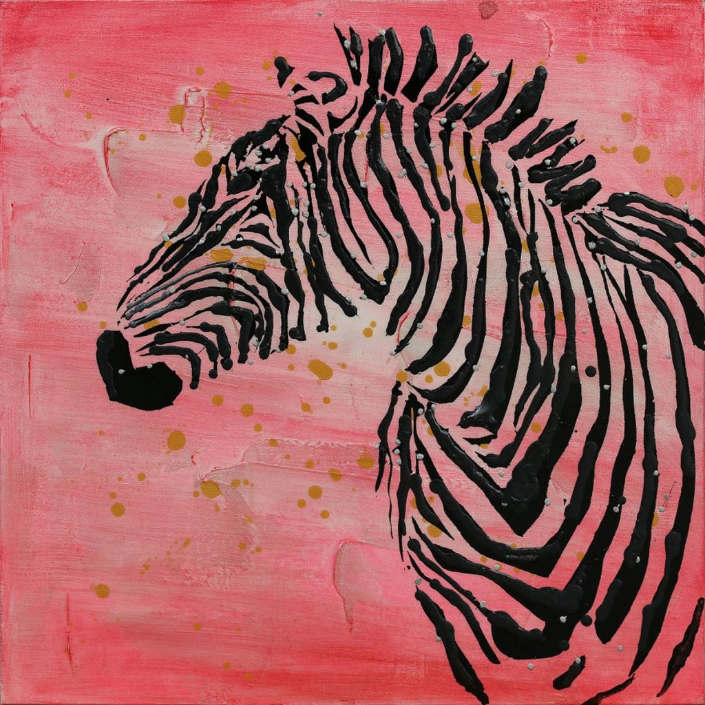 Quadro dipinto a olio su tela Zebra pop art 70x70 cm — fatto a mano