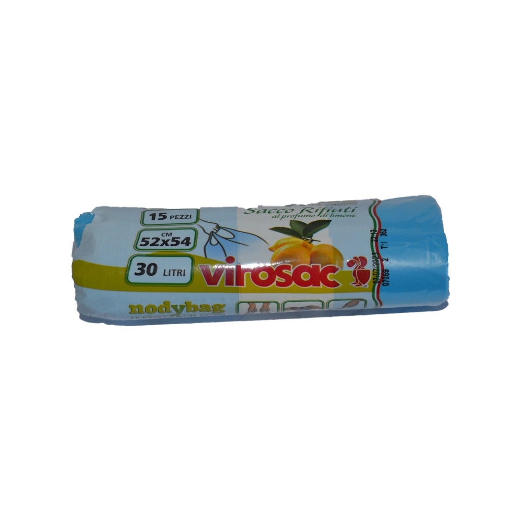 Sacchi spazzatura Virosac Nodybag sacchetti pattumiera profumati limone 15 pz