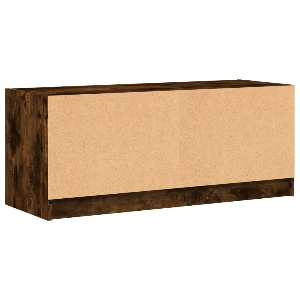 Mobile Porta TV con Ante in Vetro Rovere Fumo 102x37x42 cm 836410