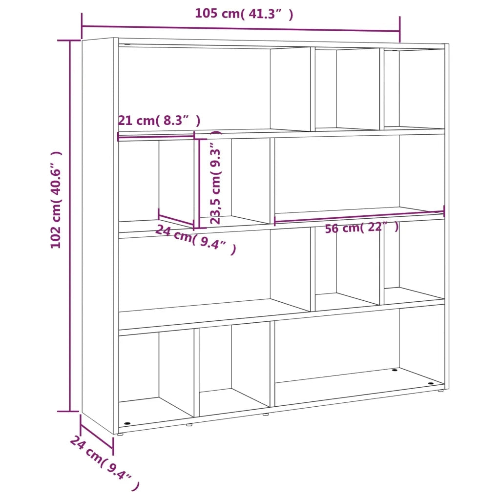 Libreria/Divisorio Ambienti | Divider per stanze | Paravento Grigio Sonoma 105x24x102 cm