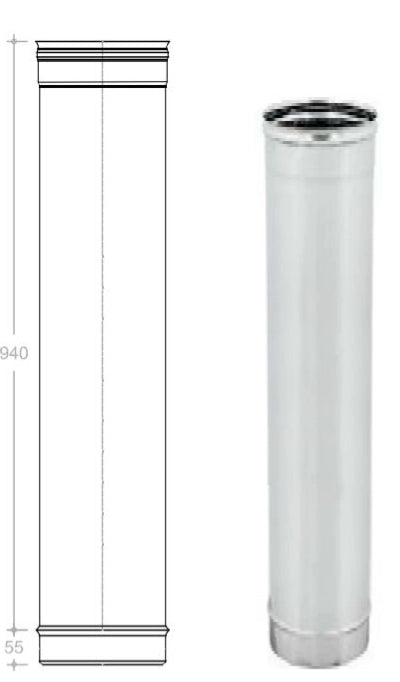CANNA FUMARIA TUBO ACCIAIO INOX AISI 304 Monoparete  1 mt  -TUTTE LE MISURE- ø250