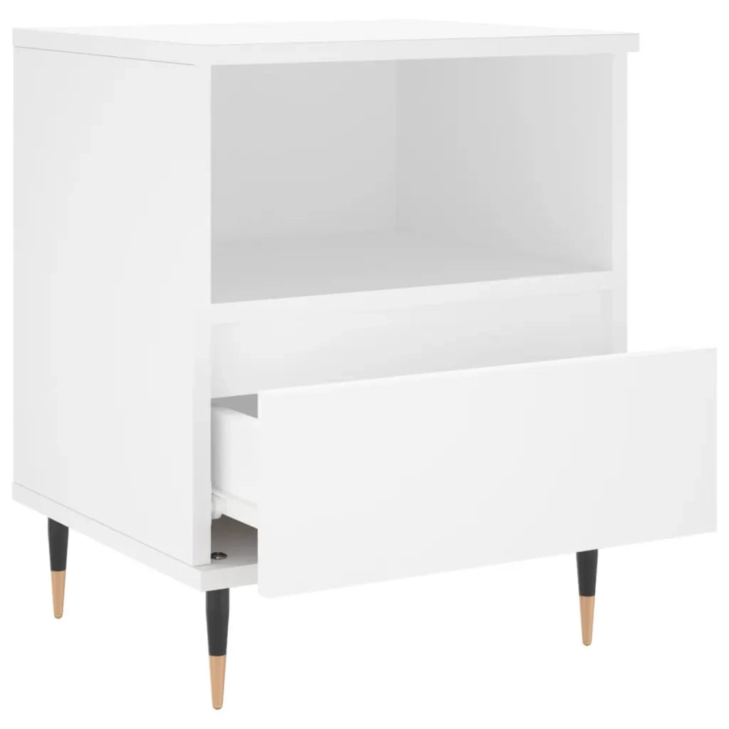 Comodini 2 pz-Set di 2 Tavolino da notte Bianchi 40x35x50 cm in Legno Multistrato