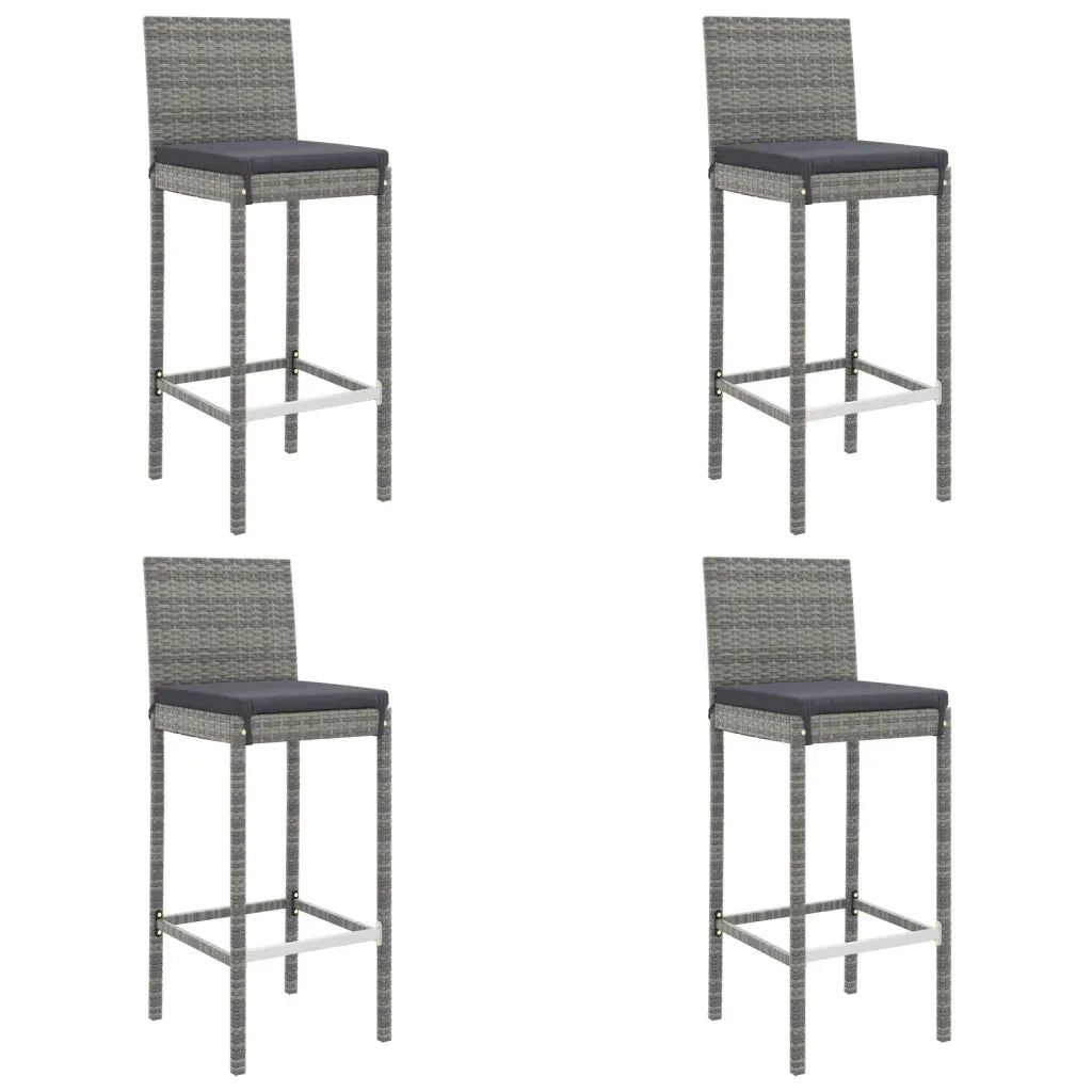 Set Bar da Giardino 5 pz con Cuscini in Polyrattan Grigio 3187644