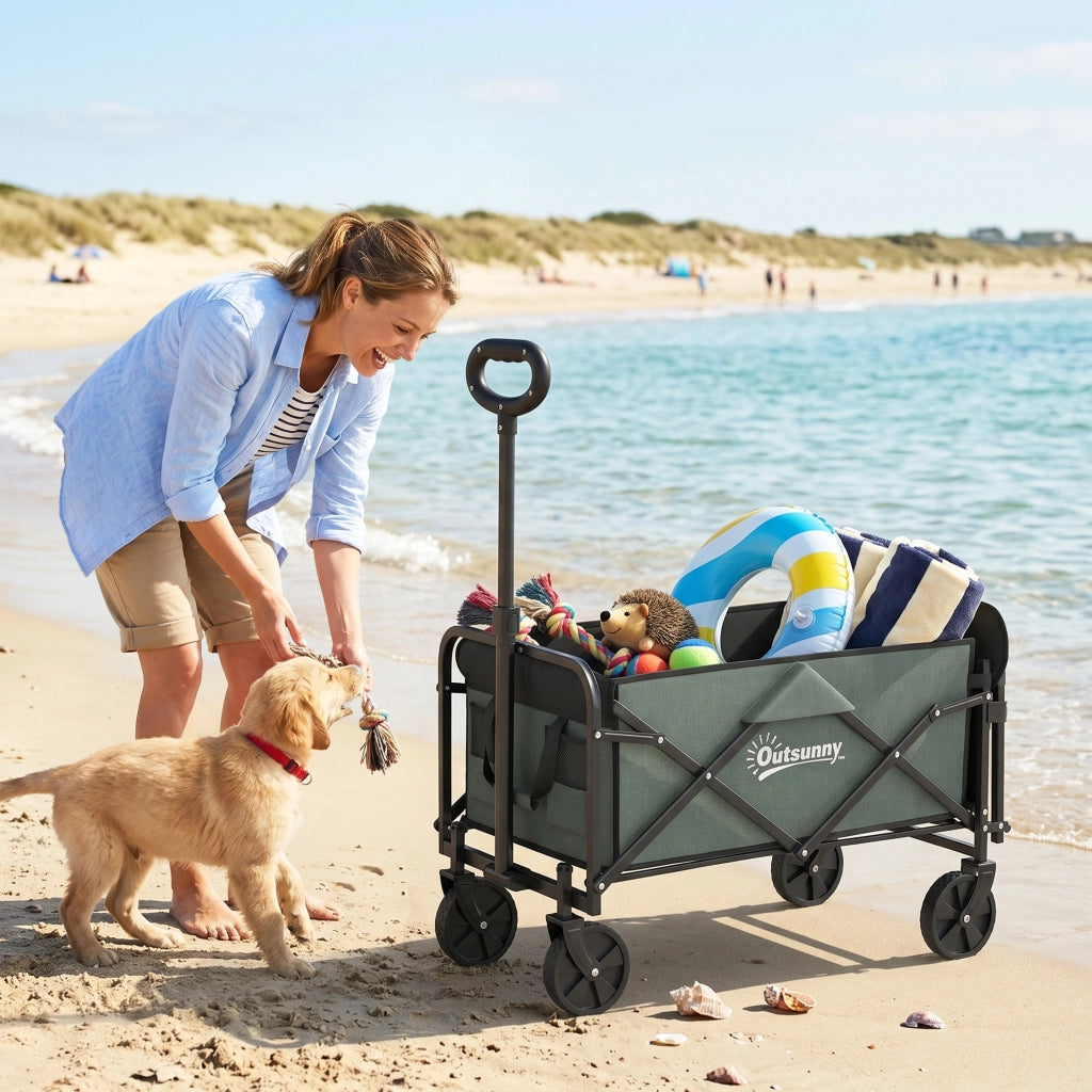 Carrello da Giardino Pieghevole ¨C zephmum ¨C Verde 72 Litri