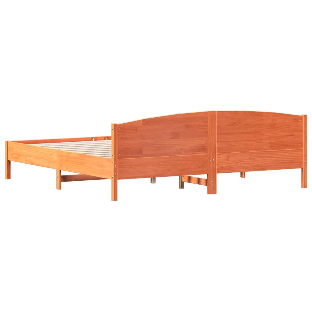 Giroletto senza Materasso Marrone Cera 200x200 cm Legno di Pino 3216190