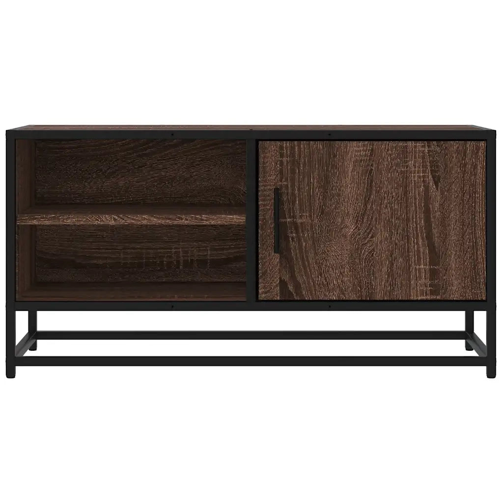Mobile TV Rovere Marrone 80x34,5x40cm Legno Multistrato Metallo