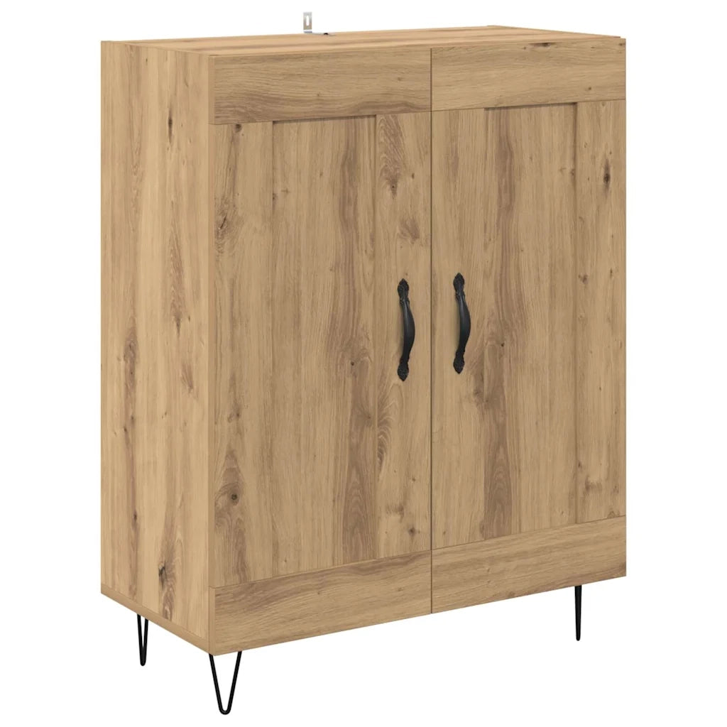 Credenza 2 pcs Rovere artigianale Legno ingegnerizzato e vetro
