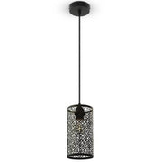 Trade Shop - Lampadario Metallo Nero Stile Marocchino Elegante Lampada A Sospensione -