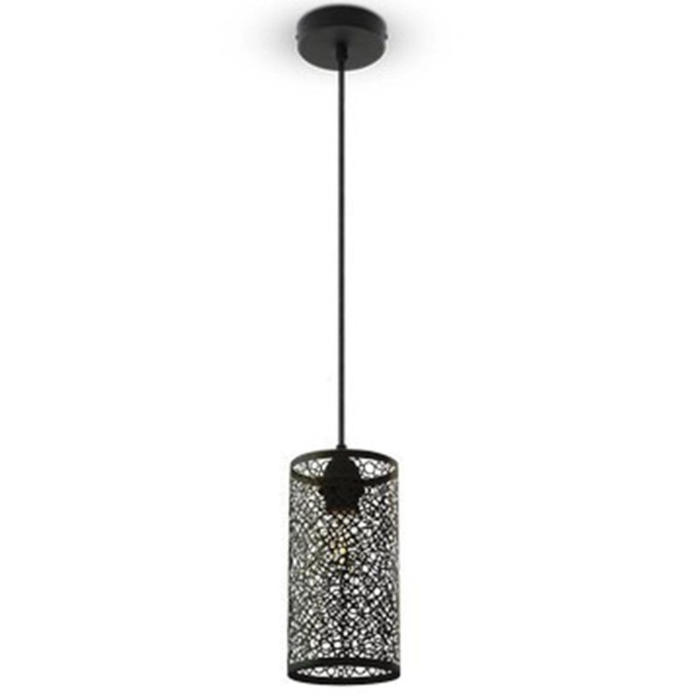 Trade Shop - Lampadario Metallo Nero Stile Marocchino Elegante Lampada A Sospensione -