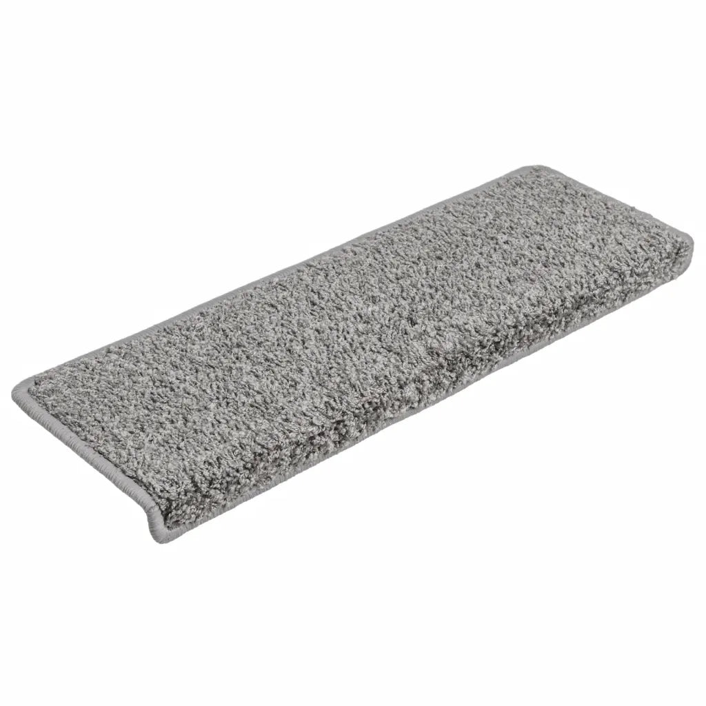 Tappetini per scale 10 pz 65x21x4 cm Grigio Bordo rettangolare 149815